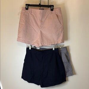 Set of 3 Women's Casual Shorts - Pink & Gray Twill, Navy Linen